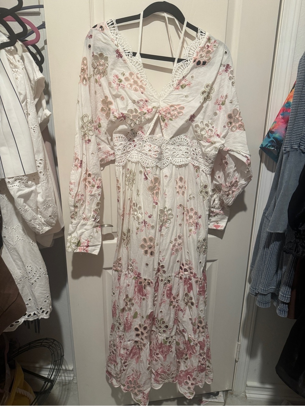 ASOS White Floral Lace-Trim Maxi Dress - Women